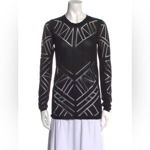 MAJE sheer geometric cutout sweater size S